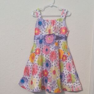 Youngland Little Girls Sleeveless Summer Bright Floral Dress. Size 6